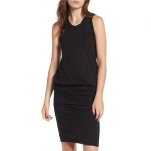 Trina Turk black blouson sleeveless t shirt mini  dress pockets Size L
